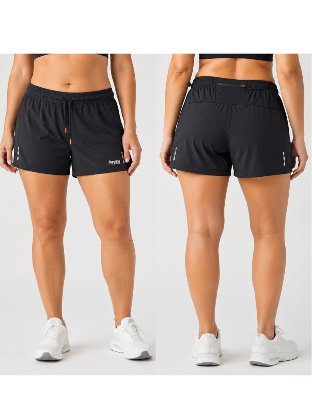 Running Room Fit Wear Running Shorts Women's Large Black Mesh Lined Reflective
